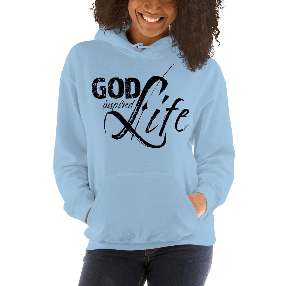 Womens Hoodie - Pullover Hooded Sweatshirt -god Inspired Life/black-0