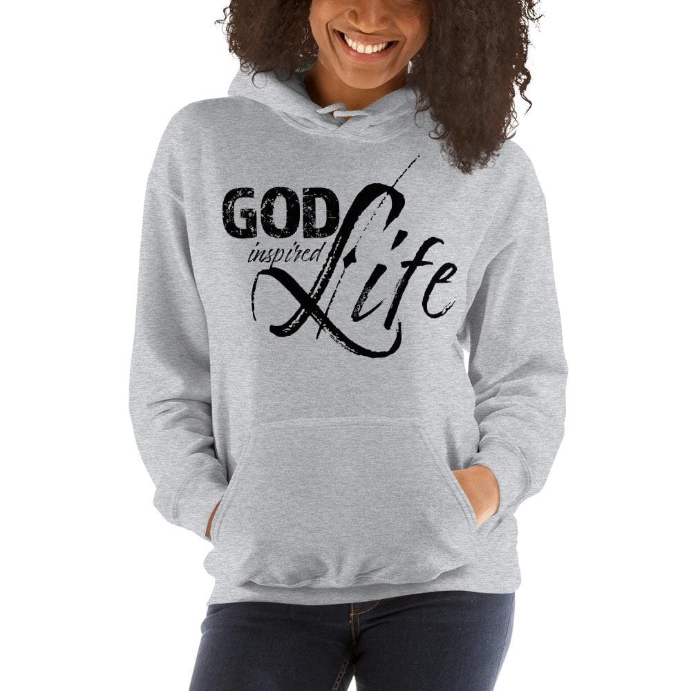 Womens Hoodie - Pullover Hooded Sweatshirt -god Inspired Life/black-3
