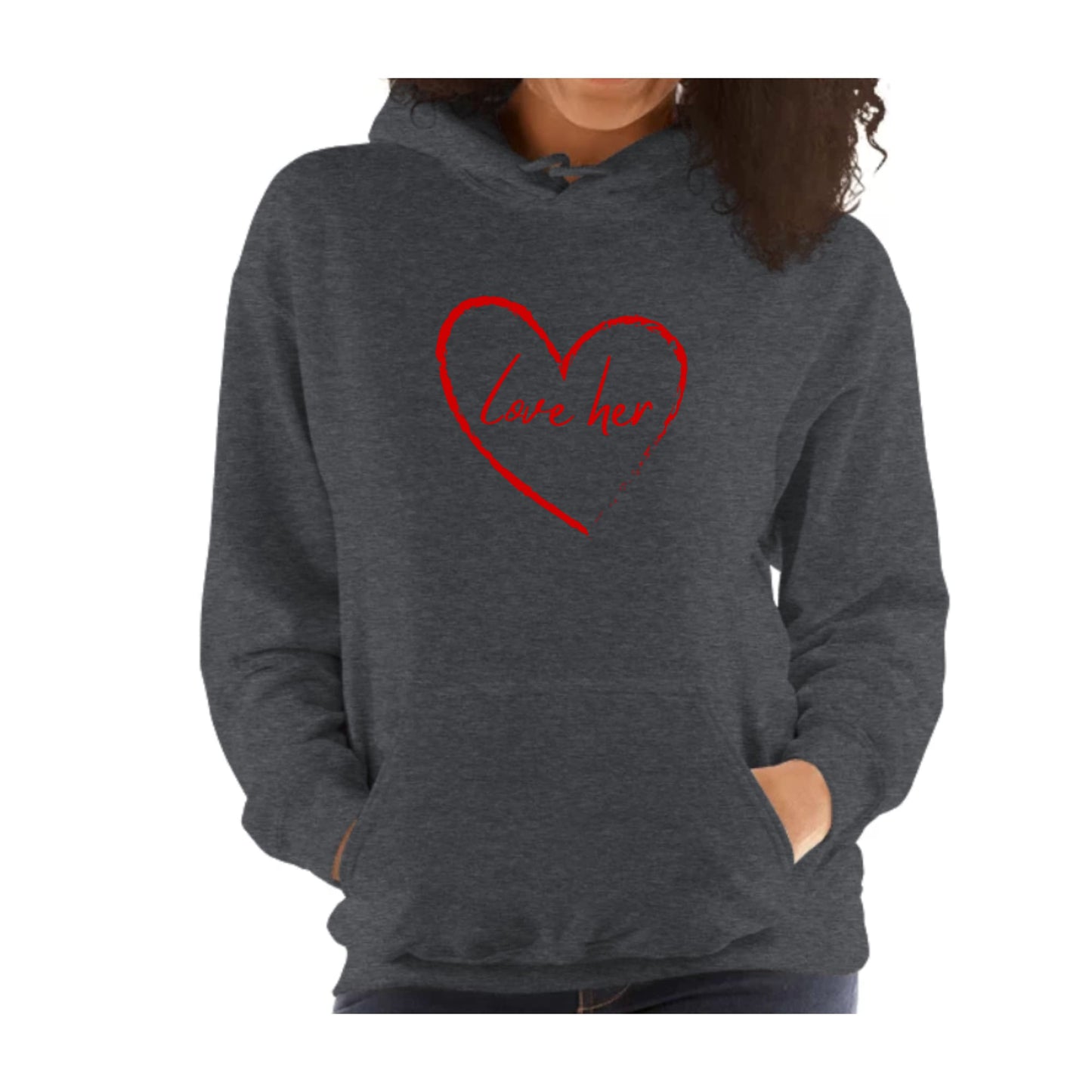 Womens Hoodie - Say it Soul Love Her - Red-4