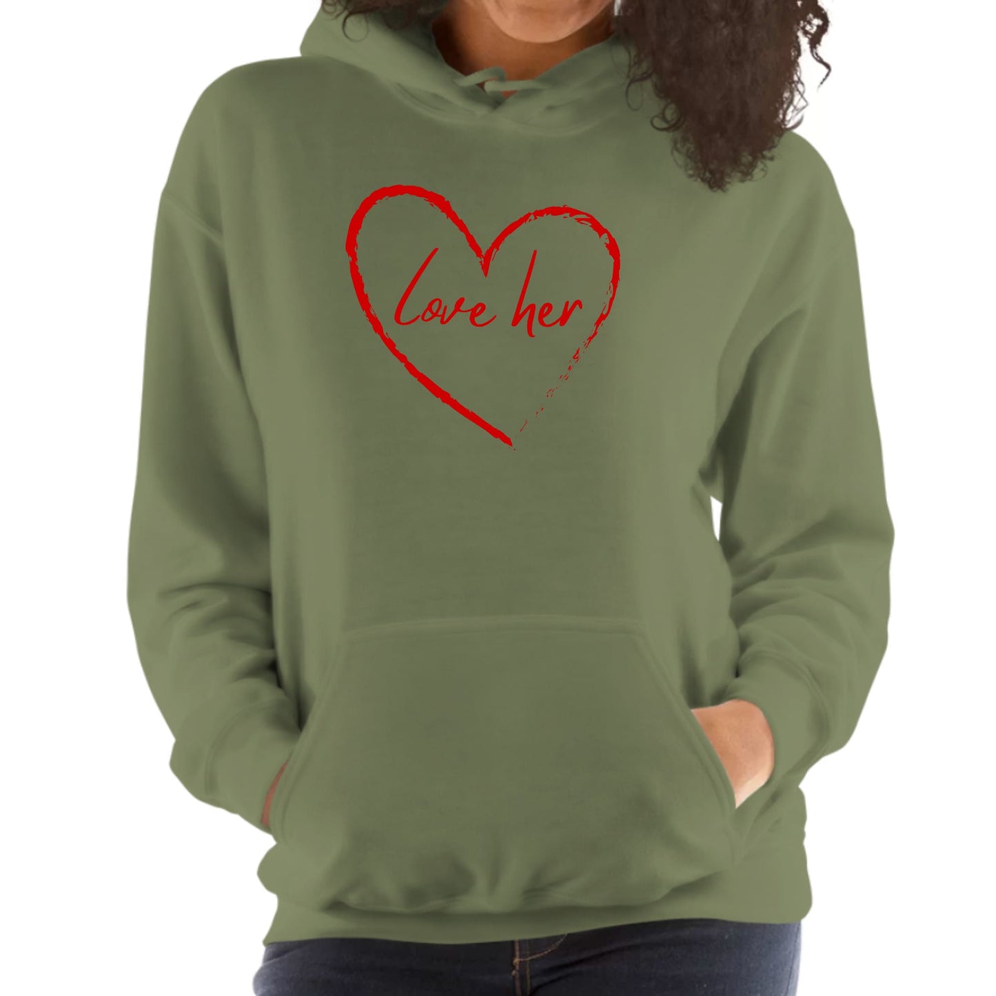 Womens Hoodie - Say it Soul Love Her - Red-3