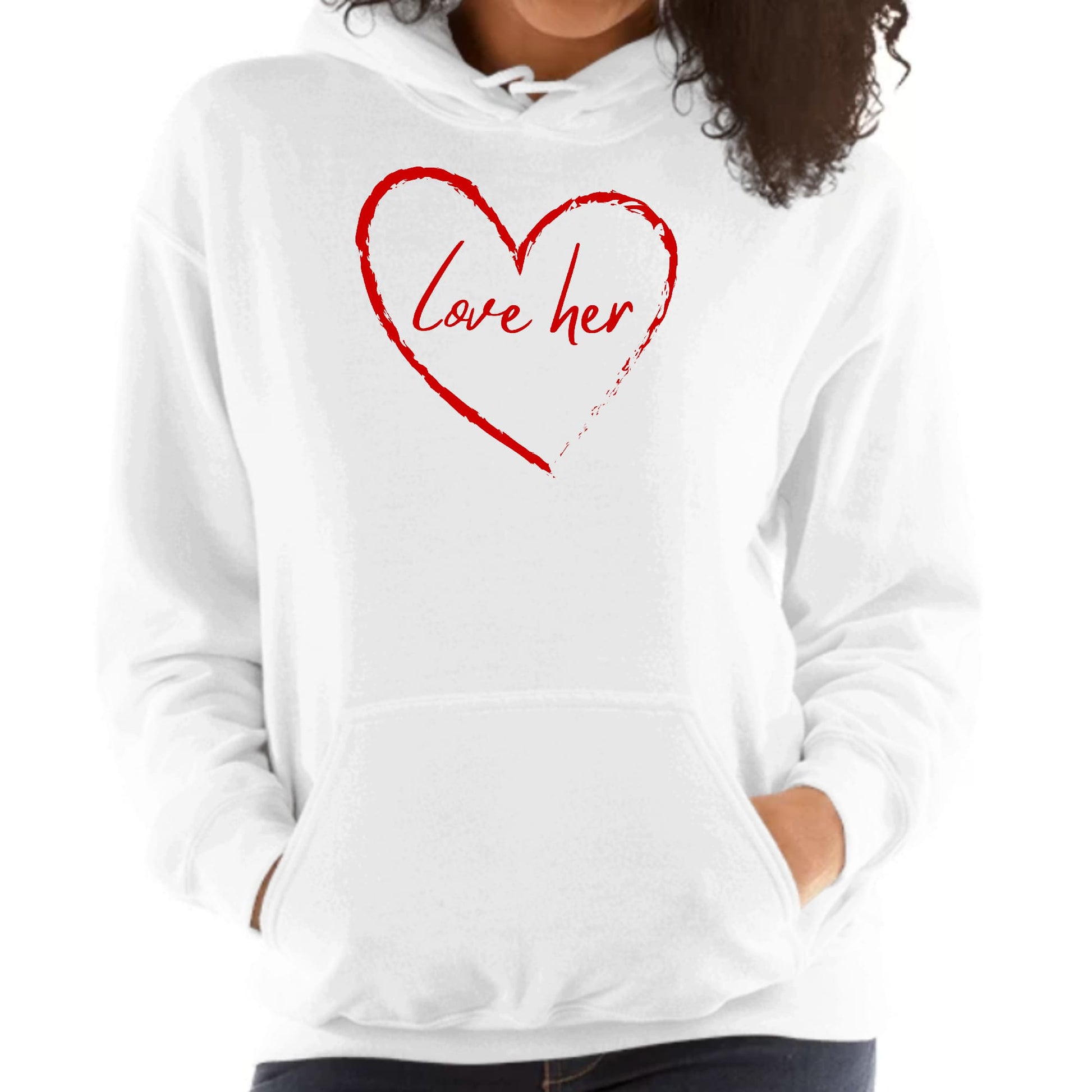 Womens Hoodie - Say it Soul Love Her - Red-0