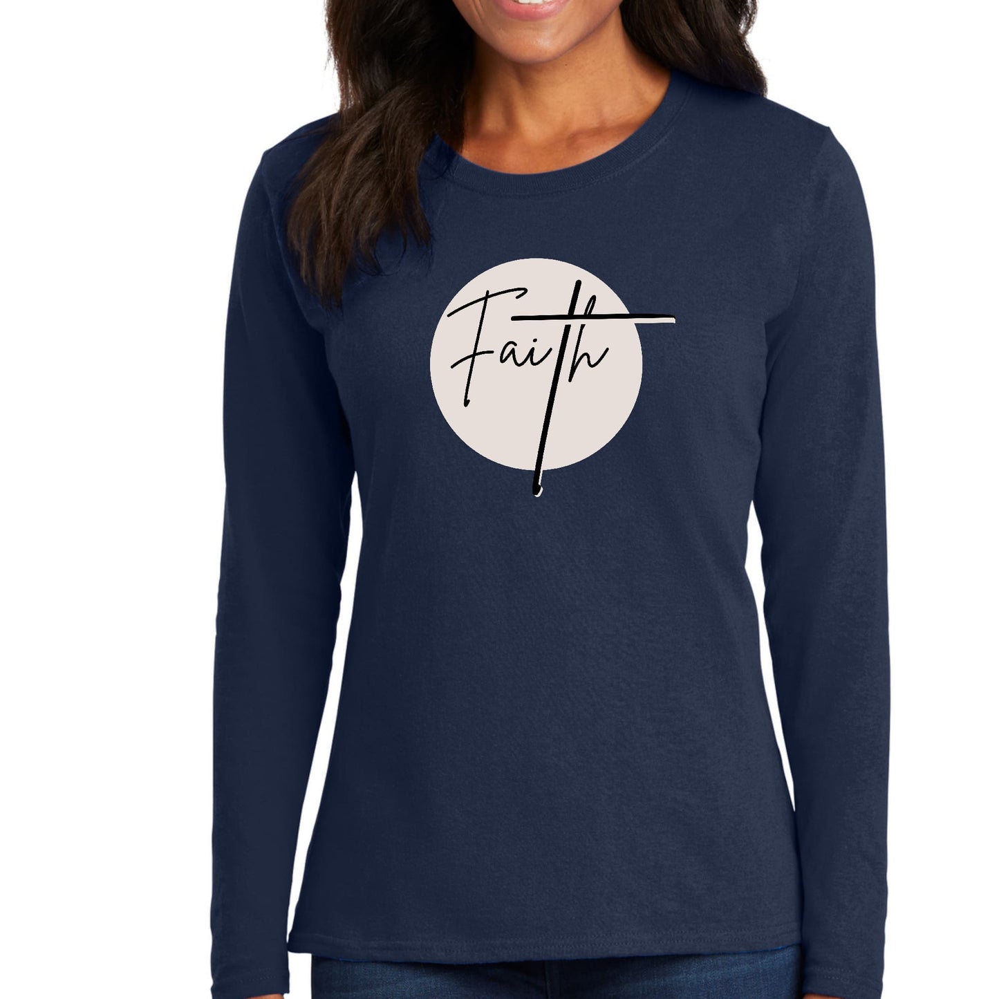 Womens Long Sleeve Graphic T-shirt - Faith Print-2
