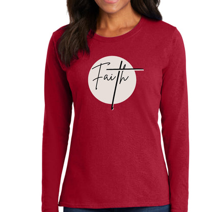 Womens Long Sleeve Graphic T-shirt - Faith Print-1