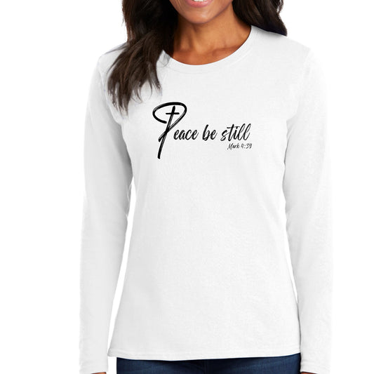 Womens Long Sleeve Graphic T-shirt - Peace be Still-0