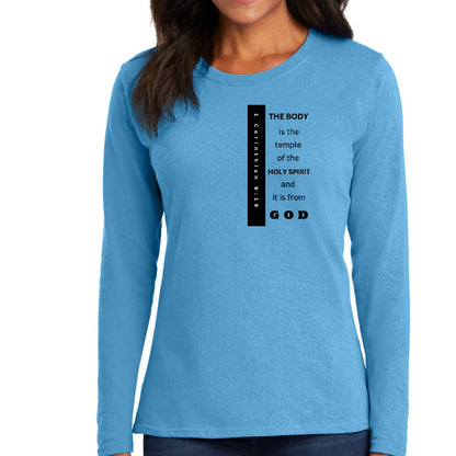 Womens Long Sleeve Graphic T-shirt - the Body is the Temple Print-3