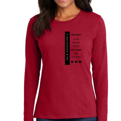 Womens Long Sleeve Graphic T-shirt - the Body is the Temple Print-1