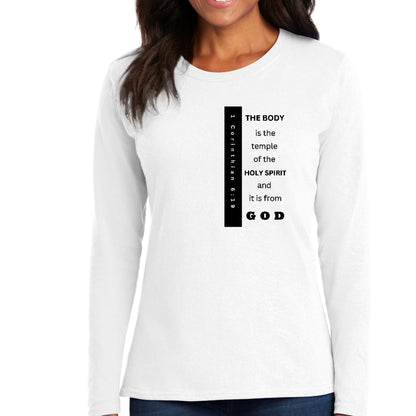 Womens Long Sleeve Graphic T-shirt - the Body is the Temple Print-0