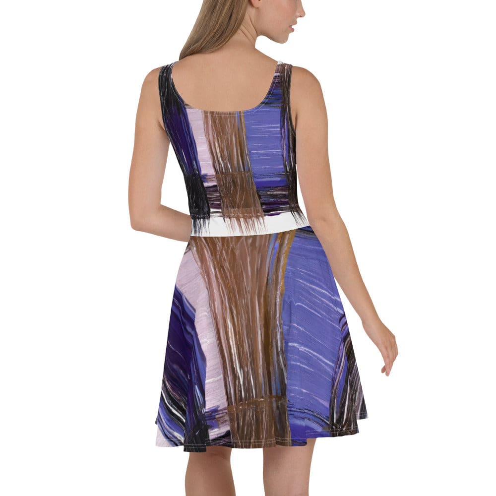 Womens Skater Dress - Rustic Brown Interweave Print-2