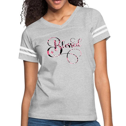 Womens Vintage Sport Graphic T-shirt - Blessed Pink and Black-2