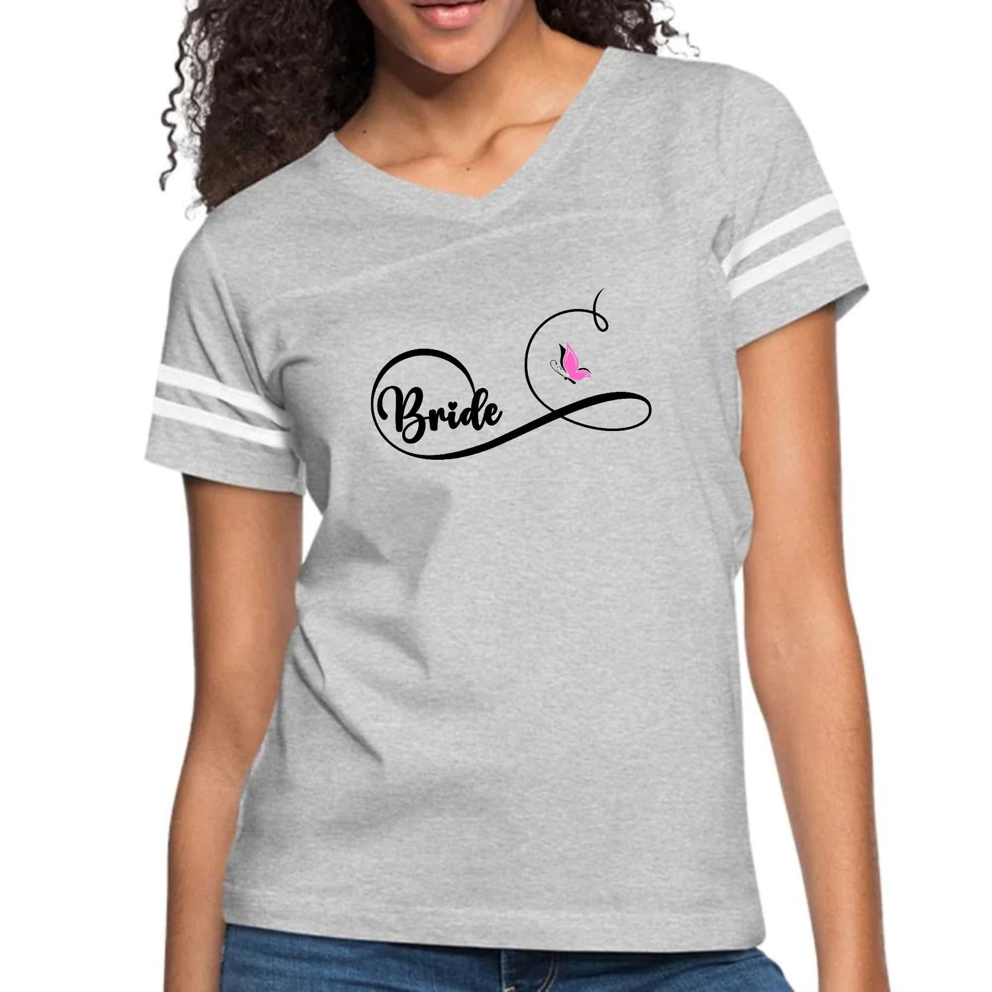 Womens Vintage Sport Graphic T-shirt - Bride - Wedding Bridal-2