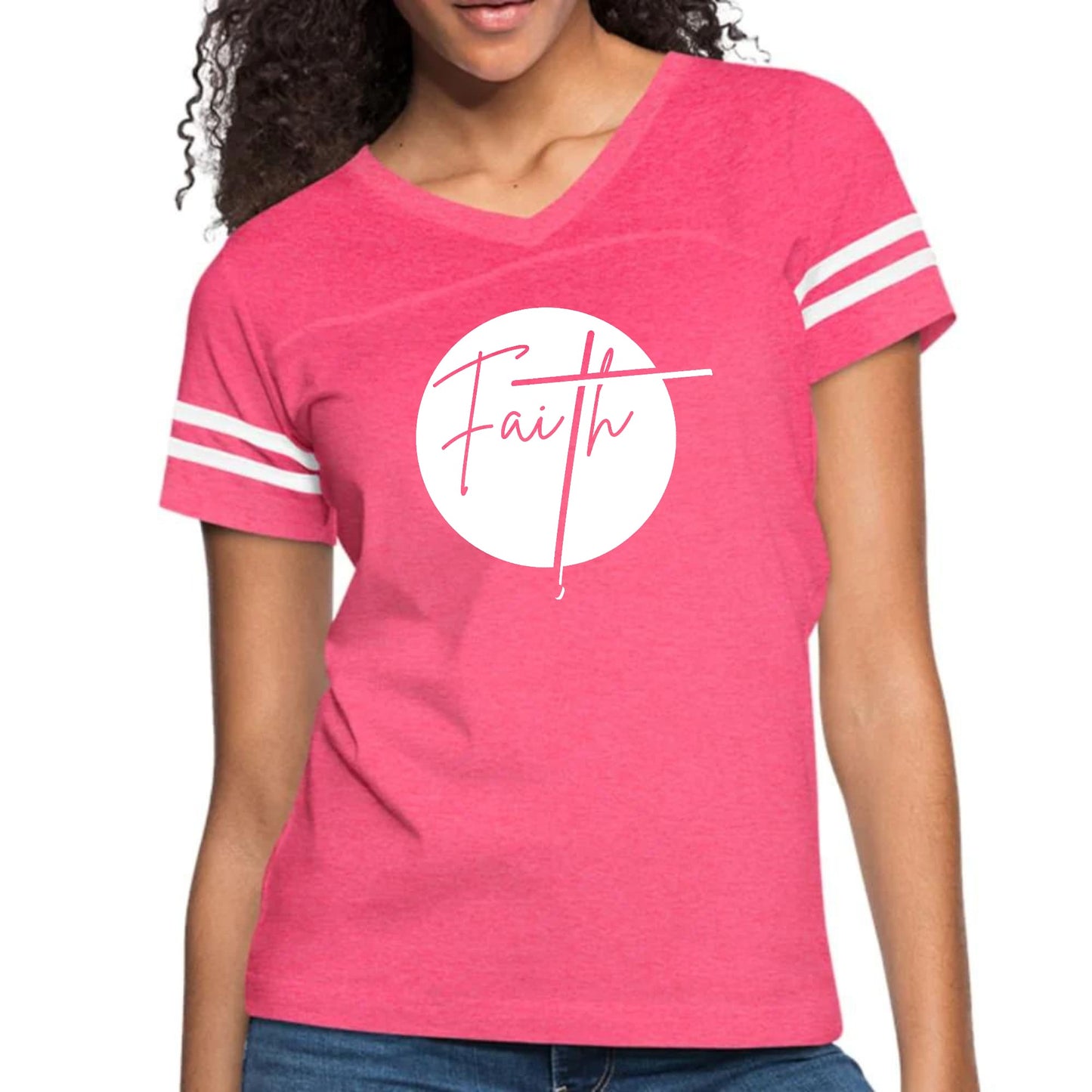 Womens Vintage Sport Graphic T-shirt - Faith-3