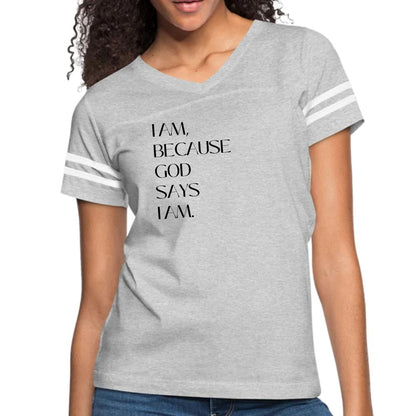 Womens Vintage Sport Graphic T-shirt - Say it Soul - i am Because God-2