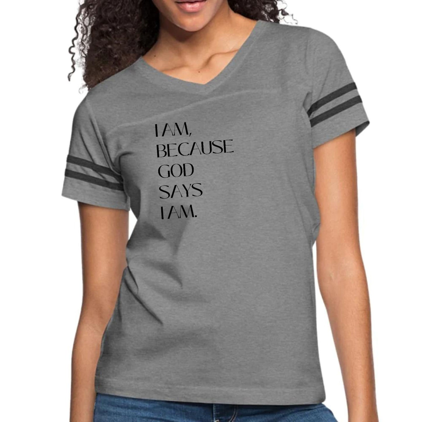 Womens Vintage Sport Graphic T-shirt - Say it Soul - i am Because God-3