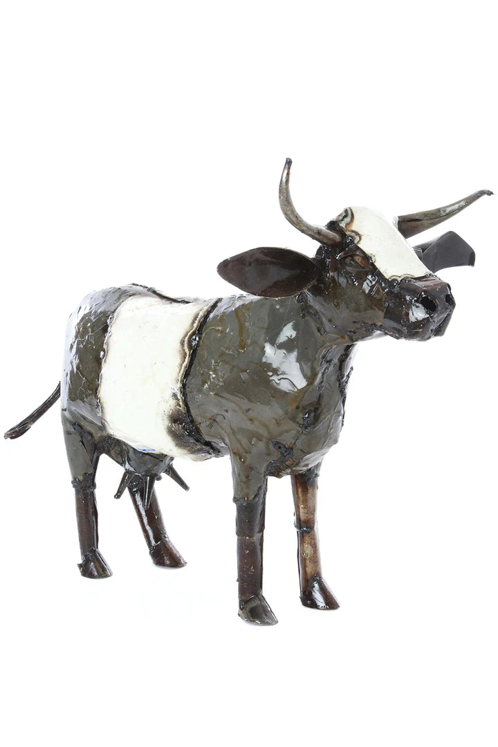 2 Recycled Oil Drum Milk Cow Sculpture