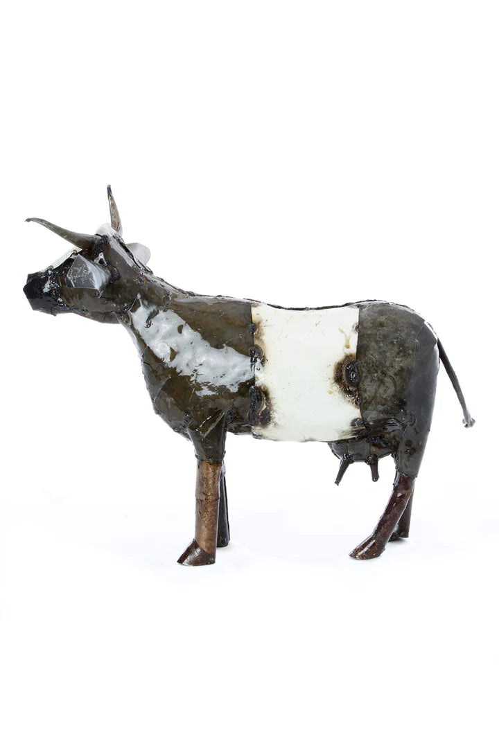 2 Recycled Oil Drum Milk Cow Sculpture