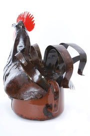 Large Sitting Rooster Teapot Planter from Zimbabwe