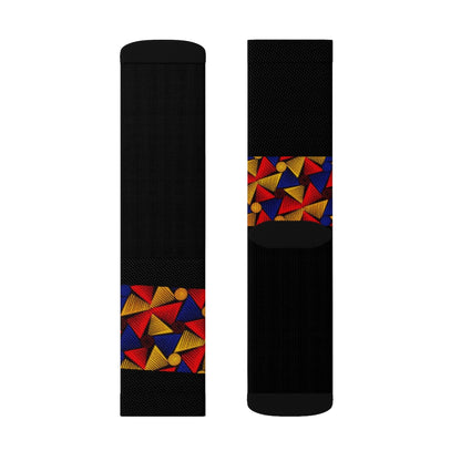 UNISEX MULTI COLOR ON BLACK Sublimation Socks by SobG Designs
