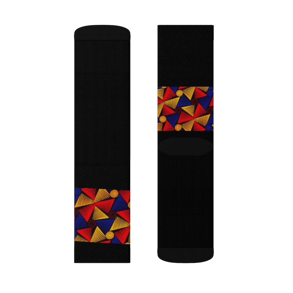 UNISEX MULTI COLOR ON BLACK Sublimation Socks by SobG Designs