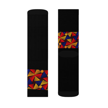 UNISEX MULTI COLOR ON BLACK Sublimation Socks by SobG Designs