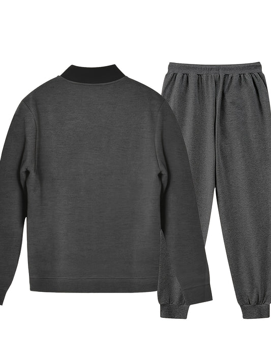 MEN'S ACTIVEWEAR: RED, BLACK, GREEN Men's 2 Piece Outfits, Baseball Collar Breathable Casual Jacket and Casual Drawstring Sweatpants Set