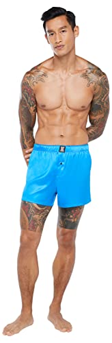 Savage X, Men's Satin Boxers, French Blue, M