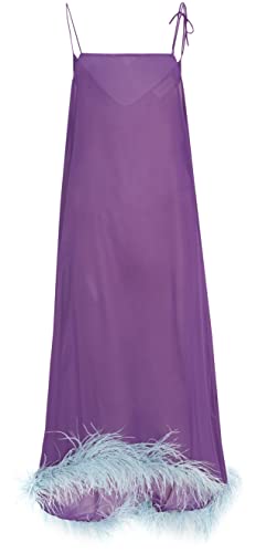 Adriana Degreas, Solid Dress With Feathers, M, Lilac