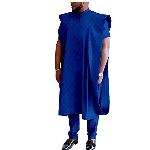 African Men Clothing Dashiki Top Shirts and Pants Bazin Riche West African Heritage Cultural Outfits 3 Pieces 6 6XL