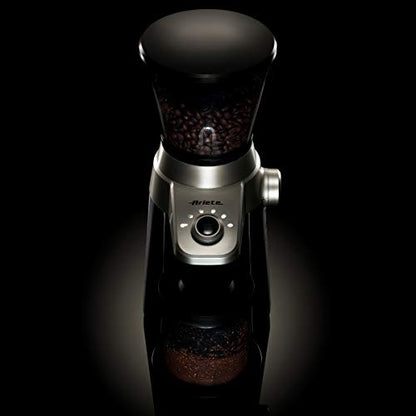 Ariete Conical Burr Electric Coffee Grinder - Professional Heavy Duty Stainless Steel | Ultra Fine Grind with Adjustable Cup Size | 15 Fine - Coarse Grind Size Settings