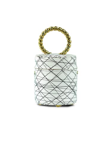 Anima Iris, Black And White Bucket Bag, White/Black