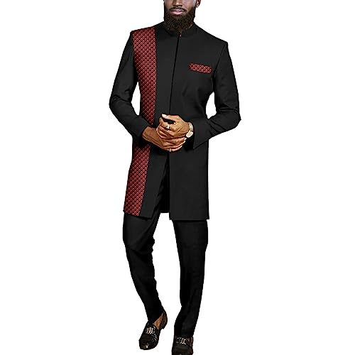 Men`s Suit African Clothes Print Blazer and Pants Set Formal Outfits Dashiki Jacket Ankara Attire 513 6 XX-Large