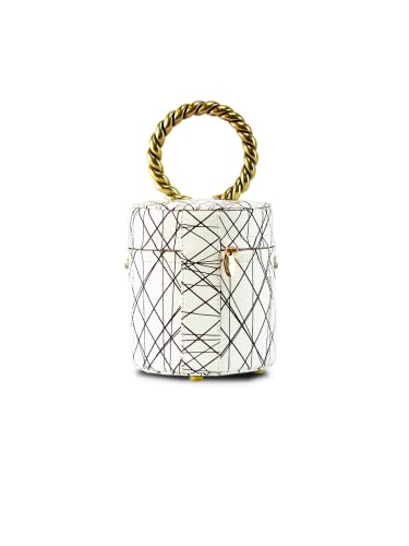 Anima Iris, Black And White Bucket Bag, White/Black