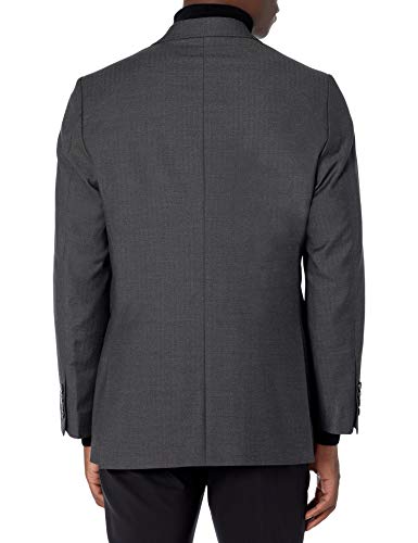 Haggar Men's Signature Herringbone Tailored Fit Two-Button Flap Pocket Suit Separate Coat, Dark Heather Grey, 42 x R