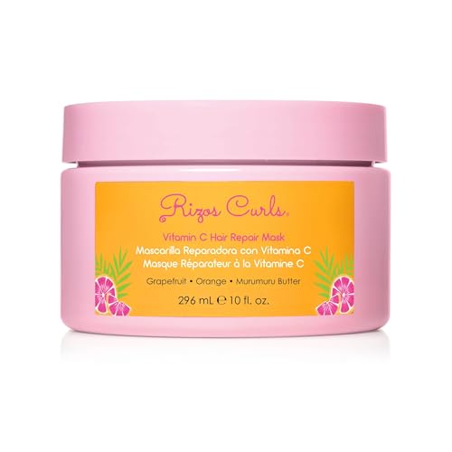 Rizos Curls Vitamin C Hair Repair Mask, Deeply Moisturizes & Hydrates, Softens & Minimize Frizz while Adding Shine, For Dry Damaged Hair, Infused with Shea Butter, 10 oz