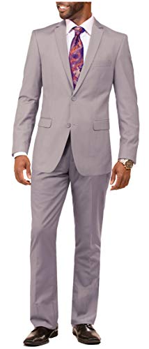 DANNY COLBY Mens 2 Piece Solid Suit Classic Fit, for Weddings Formals Business Events Regular Traditional Big and Tall 42S Grey