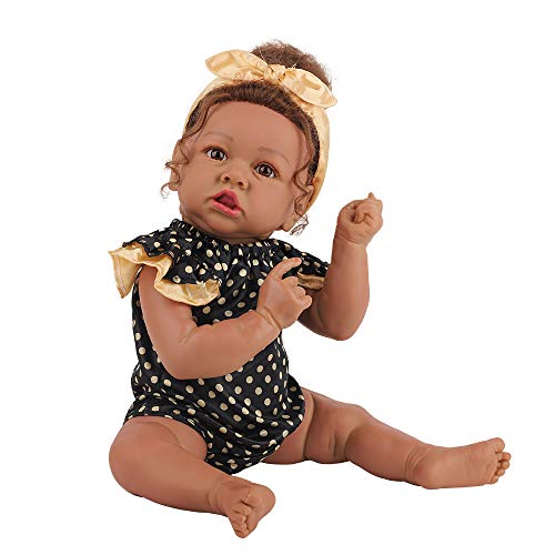 HOOMAI Lifelike Reborn Baby Dolls with Soft Body African American Realistic Girl Doll 22.10 Inch Best Birthday Gift Set
