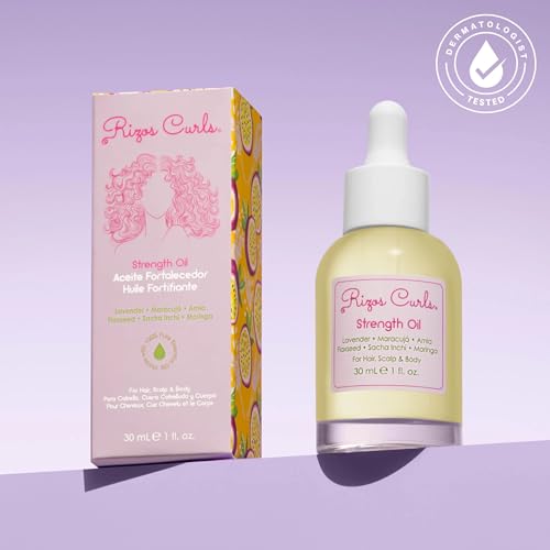 Rizos Curls Strength Oil, Promote Stronger, Longer & Thicker Hair, Improve Split Ends and Repair Dry Brittle Hair, Protects Against Damage & Breakage with Lavender Oil, 1 oz