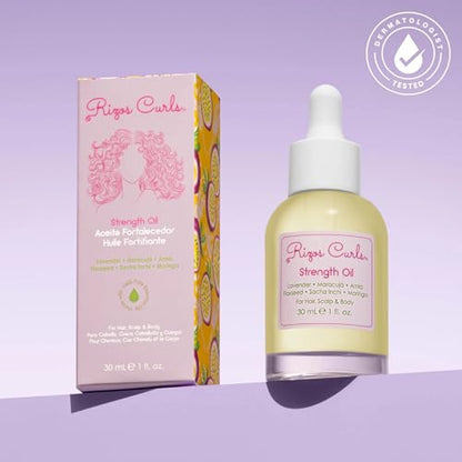 Rizos Curls Strength Oil, Promote Stronger, Longer & Thicker Hair, Improve Split Ends and Repair Dry Brittle Hair, Protects Against Damage & Breakage with Lavender Oil, 1 oz
