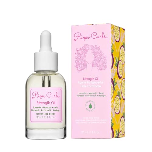 Rizos Curls Strength Oil, Promote Stronger, Longer & Thicker Hair, Improve Split Ends and Repair Dry Brittle Hair, Protects Against Damage & Breakage with Lavender Oil, 1 oz