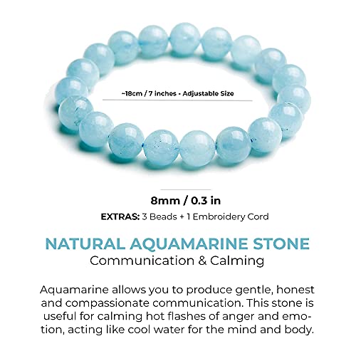 Soothing Bracelet - Natural Aquamarine bracelet - Bring Positive Energy - Peace - Youthfulness Bracelet - Crystal Stone Bracelet for Everlasting Joy