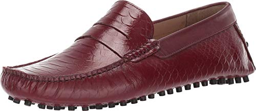 Carlos by Carlos Santana Men's Jorge Driver Loafer, Oxblood Croco Print Calfskin Leather, 10.5