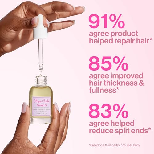Rizos Curls Strength Oil, Promote Stronger, Longer & Thicker Hair, Improve Split Ends and Repair Dry Brittle Hair, Protects Against Damage & Breakage with Lavender Oil, 1 oz