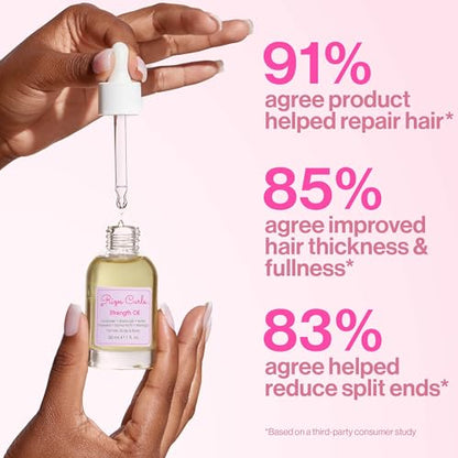 Rizos Curls Strength Oil, Promote Stronger, Longer & Thicker Hair, Improve Split Ends and Repair Dry Brittle Hair, Protects Against Damage & Breakage with Lavender Oil, 1 oz