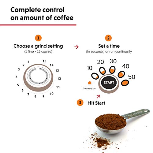 Ariete Conical Burr Electric Coffee Grinder - Professional Heavy Duty Stainless Steel | Ultra Fine Grind with Adjustable Cup Size | 15 Fine - Coarse Grind Size Settings