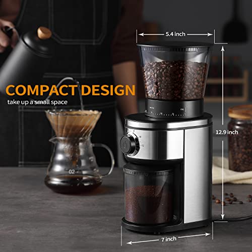Conical Burr Coffee Grinder, Adjustable Coffee Grinder Burr with 30 Grind Settings for 2-12 Cups (Black01)