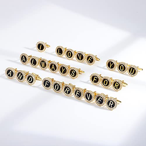 MEN'S CUFFLINKS HAWSON A-Z Initial Cufflinks for Men and Women with Clear Crystal, Silver Color Rasied Letter A-Z Cuff Links for French Shirt, Gift for Normal and Business Wearing, Metal, not known