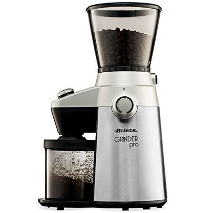 Ariete Conical Burr Electric Coffee Grinder - Professional Heavy Duty Stainless Steel | Ultra Fine Grind with Adjustable Cup Size | 15 Fine - Coarse Grind Size Settings