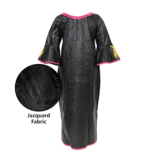 TIDOIRSA African Dresses for Women, 3/4 Sleeves Jacquard Fabric Wedding Dress with Scarf (2XL, Black)