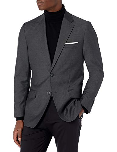 Haggar Men's Signature Herringbone Tailored Fit Two-Button Flap Pocket Suit Separate Coat, Dark Heather Grey, 42 x R