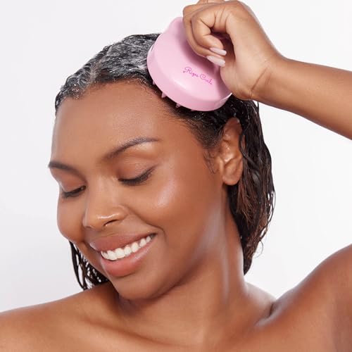 Rizos Curls Scalp Massage Brush, Remove Buildup, Stimulate Scalp Supporting Hair Health & Growth, Remove Dandruff Soothing Scalp, Comfortable Hold, Pink
