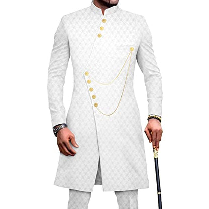 Men`s Suit African Clothing Dashiki Jacket and Ankara Pants 2 Piece Set Dress Suit Ankara Attire for Wedding Medium 2